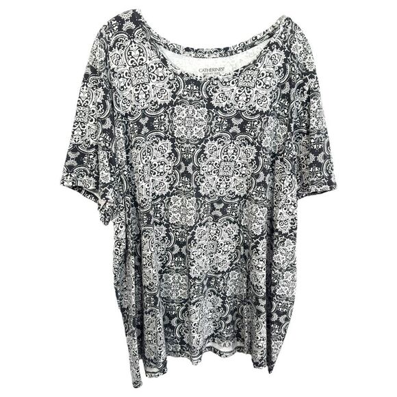 Catherines‎ Plus Size 3X Top 26W 28W Black White Easy Fit Tees Collection 1315 - Picture 1 of 11